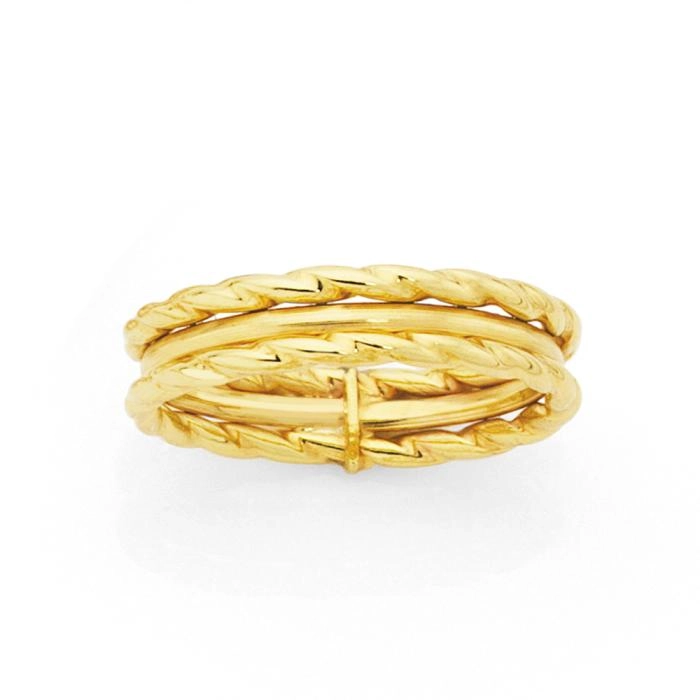 9ct Gold Twist and Polished Dress Ring