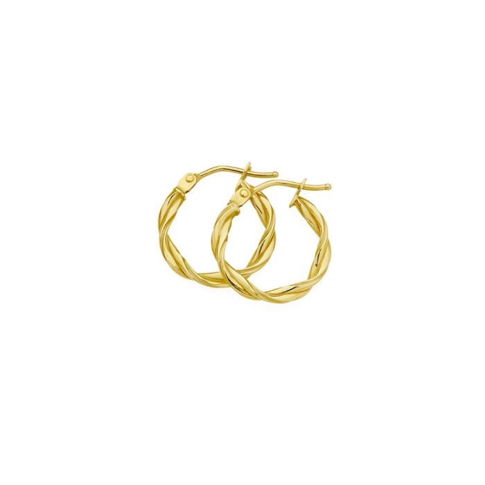 9ct Gold Twist Hoop Earrings