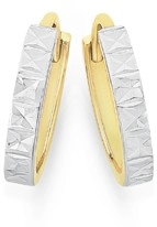 9ct Gold Two Tone 11mm Diamond-Cut Sparkle Huggie Earrings