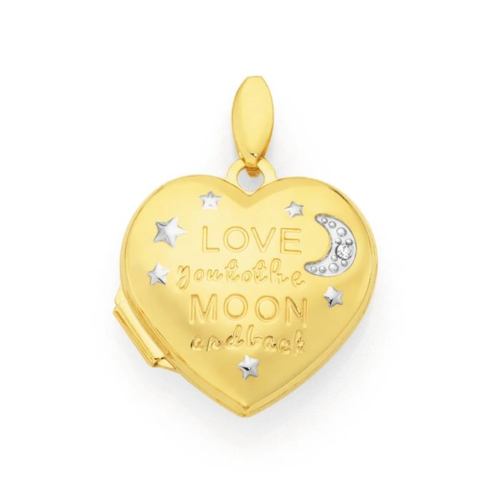 9ct Gold Two Tone 18mm Diamond-set Heart Locket