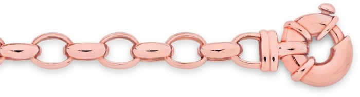 9ct Rose Gold 19cm Solid Belcher Bolt Ring Bracelet