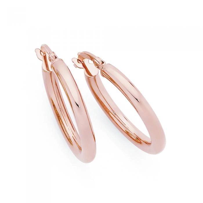 9ct Rose Gold 2.5x15mm Polished Hoop Earrings