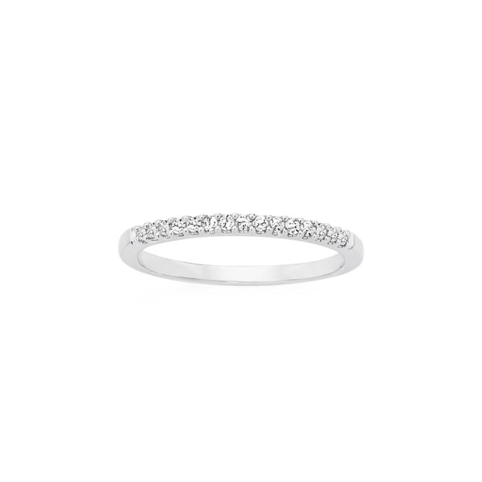 9ct White Gold Diamond Claw Set Band