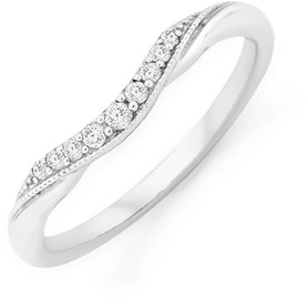 9ct White Gold Diamond Curved Band