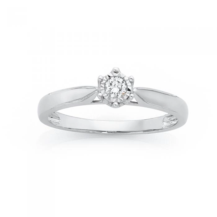 9ct White Gold Diamond Solitaire Ring