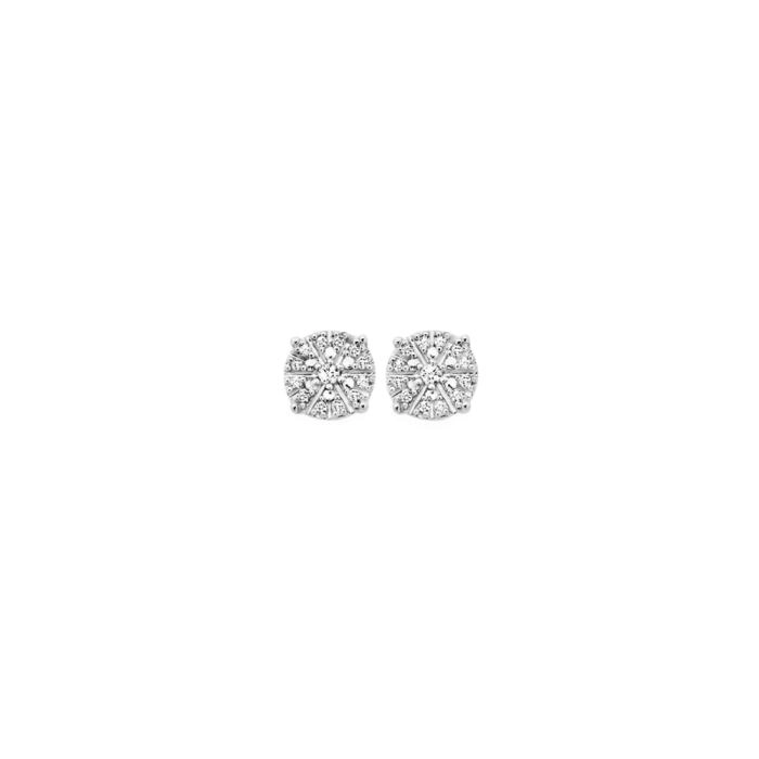 9ct White Gold Diamond Sparkle Cluster Stud Earrings