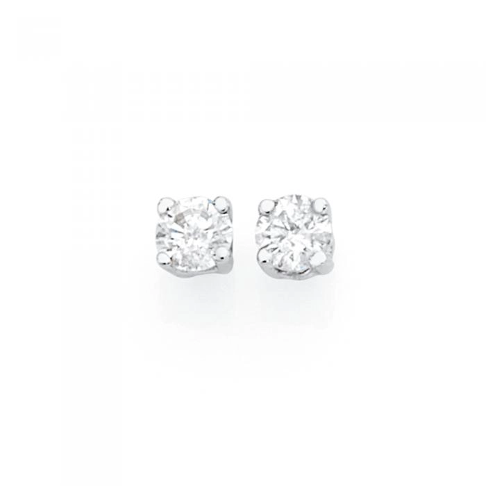 9ct White Gold Diamond Stud Earrings