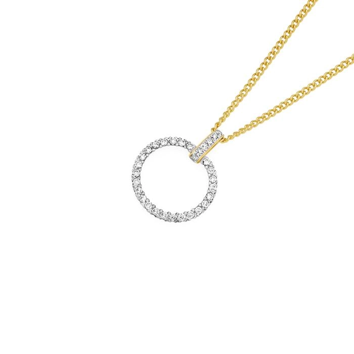 Alora 10ct Gold 1/4 Carat TW Lab Grown Diamond Circle Pendant