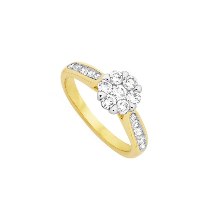 Alora 10ct Gold 3/4 Carat TW Lab Grown Diamond Cluster Ring