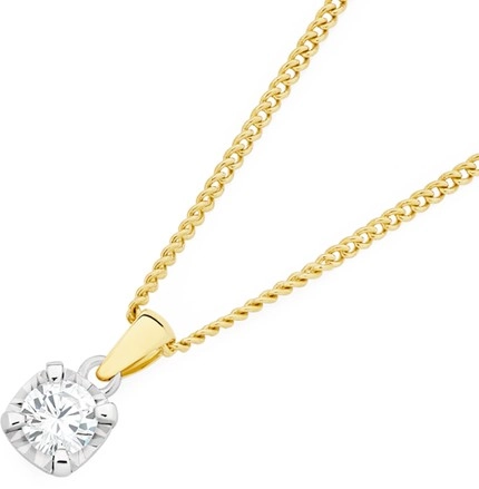 Alora 10ct Two Tone Gold 1/3 Carat Lab Grown Diamond Solitaire Pendant