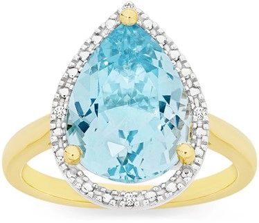 Manhattan G Cocktail Ring Collection- 9ct Gold Sky Blue Topaz Pear Shape Ring