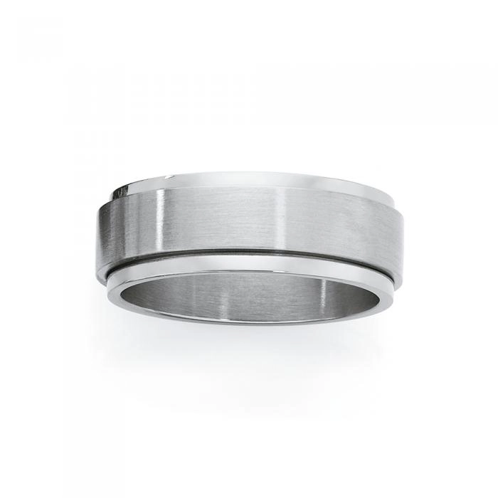 Stainless Steel Matte & Polish Spinner Men's Ring