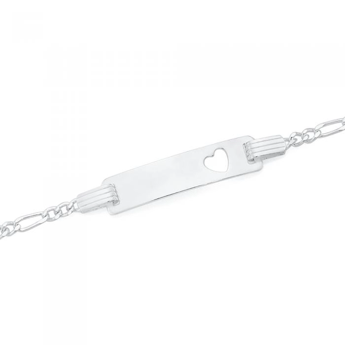 Sterling Silver 14cm 3+1 Figaro ID Bracelet