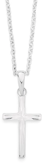 Sterling Silver 15mm Dia-Cut Polished Cross Pendant