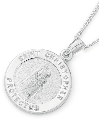 Sterling Silver 15mm Round St. Christopher Pendant