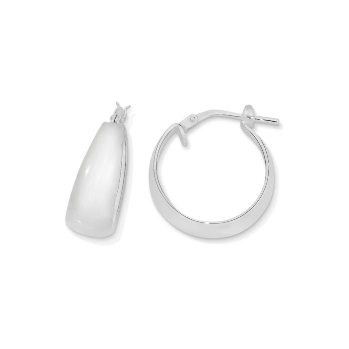 Sterling Silver 15mm Small Wide Round Hoops