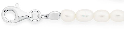 Sterling Silver 18+2cm Freshwater Rice Pearl Bracelet