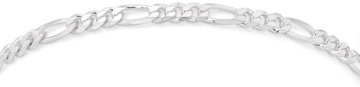 Sterling Silver 19cm 3+1 Figaro Bracelet