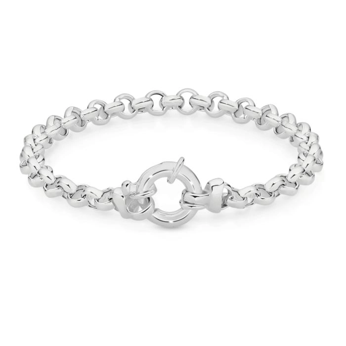 Sterling Silver 19cm Belcher Bolt Ring Bracelet