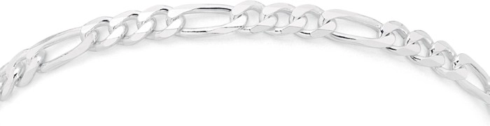 Sterling Silver 20cm 3+1 Figaro Bracelet