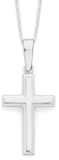 Sterling Silver 20mm Fine Bevelled Cross Pendant