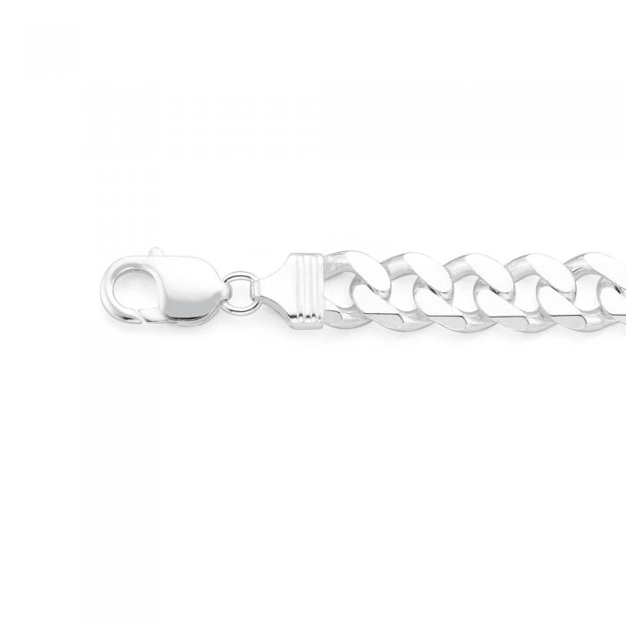 Sterling Silver 21cm Solid Curb Men's Bracelet