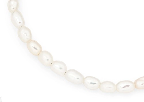 Sterling Silver 42+3cm Freshwater Rice Pearl Necklace