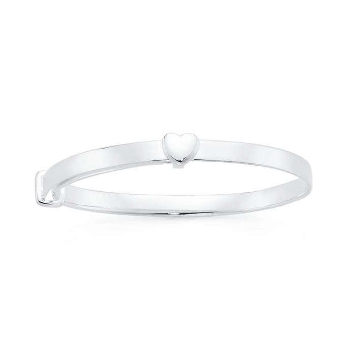 Sterling Silver 45mm Heart Expandable Bangle