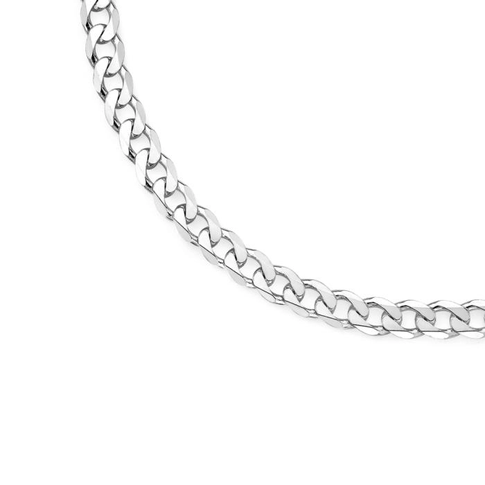 Sterling Silver 55cm Bevelled Curb Men's Chain