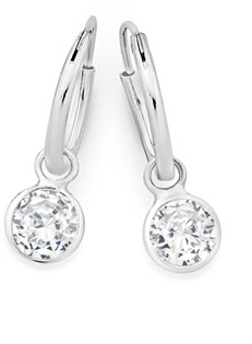 Sterling Silver 5mm Round Cubic Zirconia Drop Hoops