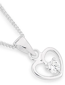 Sterling Silver Childs White Cubic Zirconia Heart Pendant