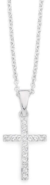 Sterling Silver Cubic Zirconia Claw Set Cross Pendant