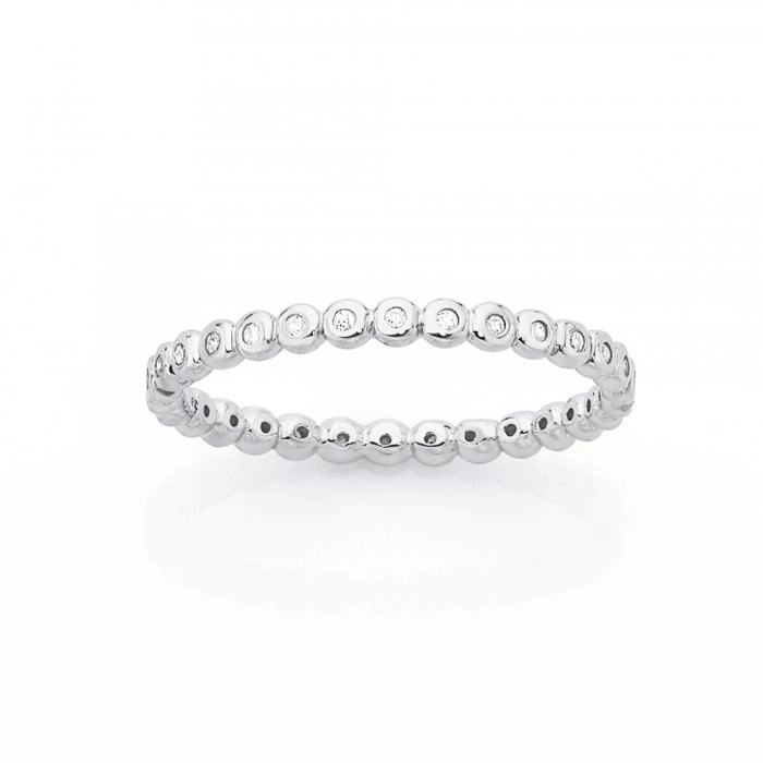 Sterling Silver Cubic Zirconia Fine Bezel Stacker Ring