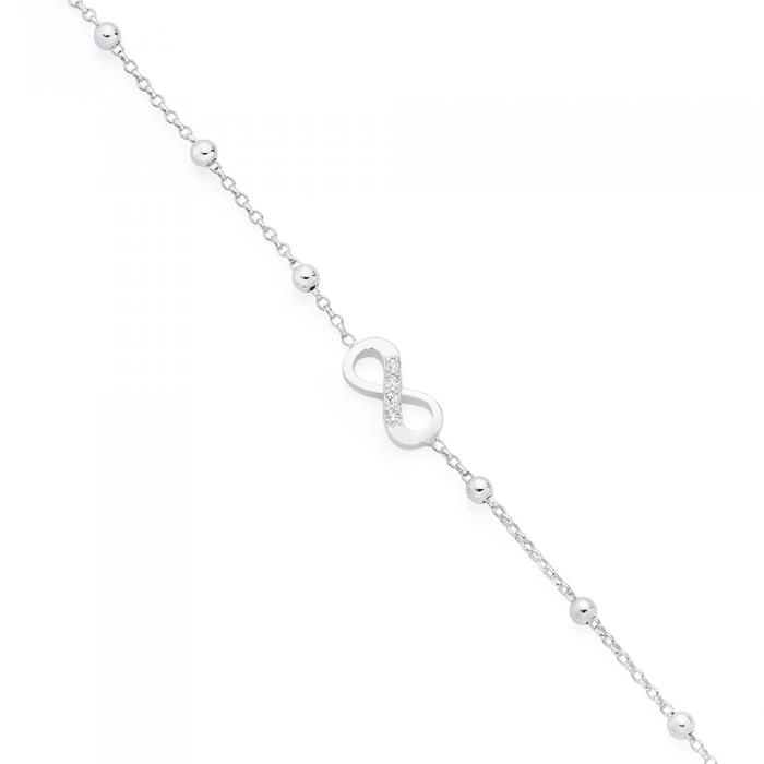 Sterling Silver Cubic Zirconia Infinity Anklet