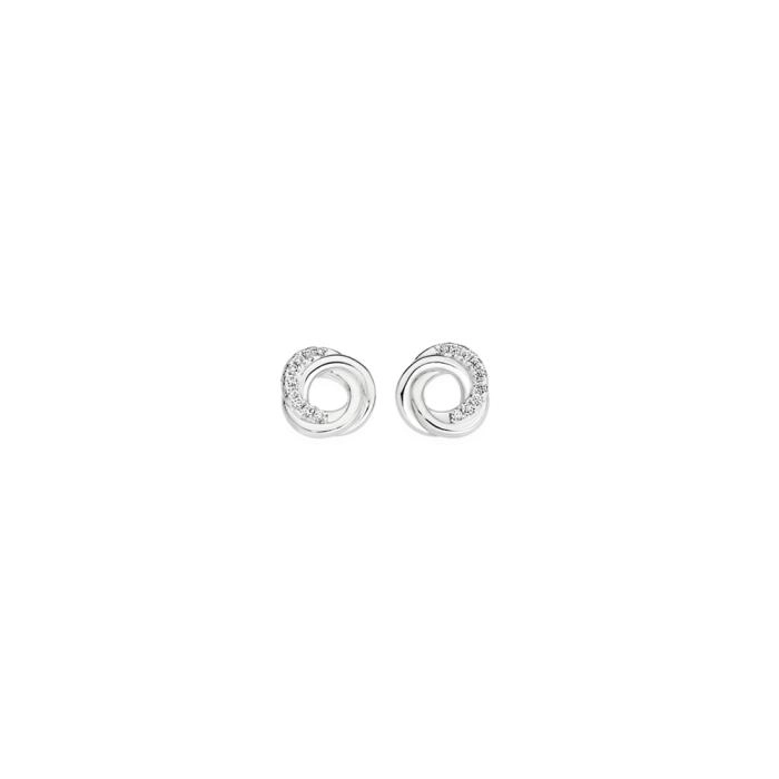 Sterling Silver Cubic Zirconia Knot Stud Earrings