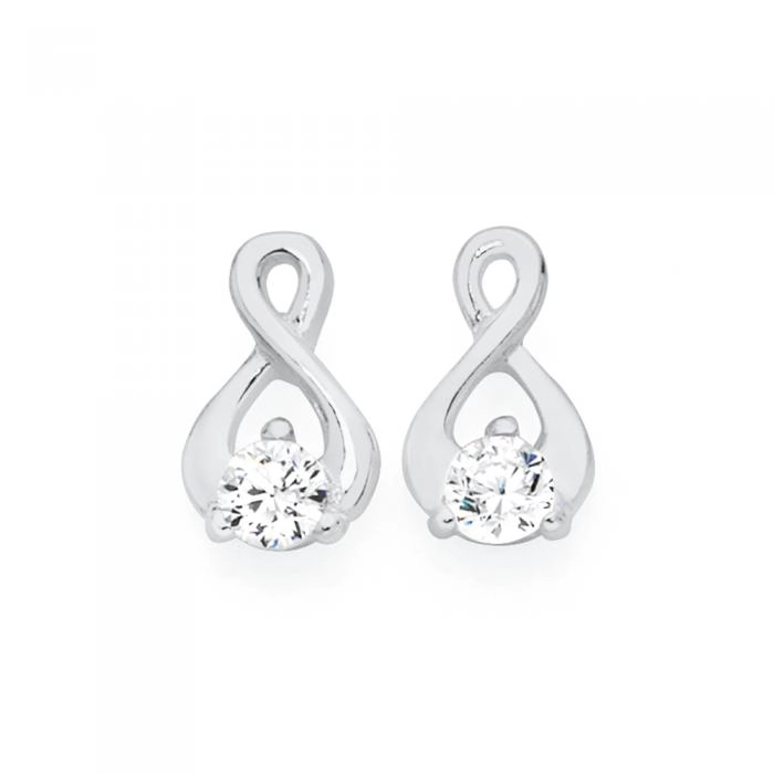 Sterling Silver Cubic Zirconia Stud Earrings