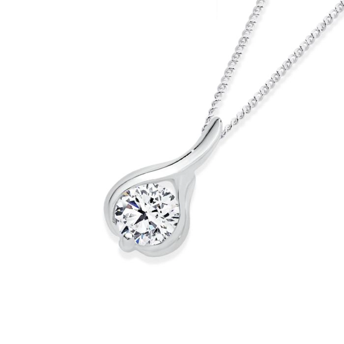 Sterling Silver Cubic Zirconia Teardrop Pendant