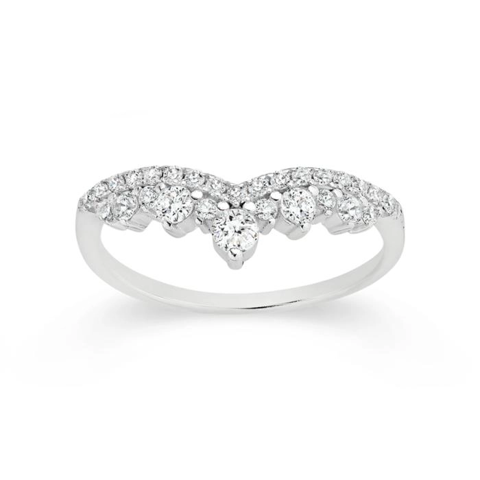 Sterling Silver Cubic Zirconia Tiara Ring