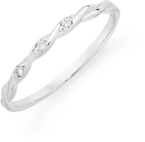 Sterling Silver Cubic Zirconia Twist Ring