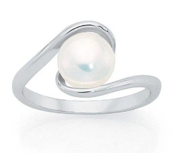 Sterling Silver Cultured Freshwater Pearl Swirl Ring