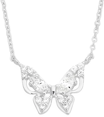 Sterling Silver Flutter Cubic Zirconia Butterfly Necklet