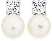 Sterling Silver Freshwater Pearl Twist Stud Earrings