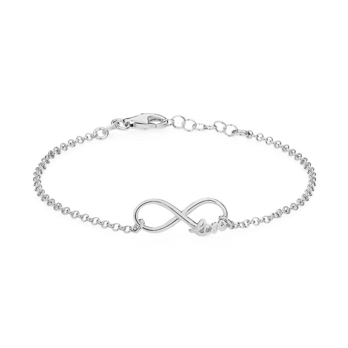 Sterling Silver Horizontal Love Infinity Bracelet