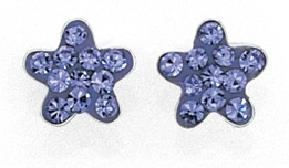 Sterling Silver Lavender Crystal Flower Stud Earrings