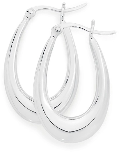 Sterling Silver Polished Oval Creole Earrings