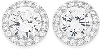 Sterling Silver Round Cubic Zirconia Cluster Studs