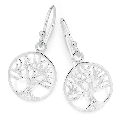 Sterling Silver Tree of Life Hook Earrings