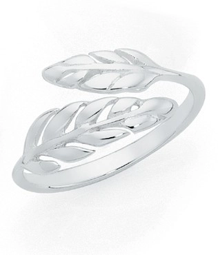 Sterling Silver Two Leaf Crossover Ring