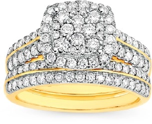 18ct Gold Diamond Cushion Shape Bridal Set