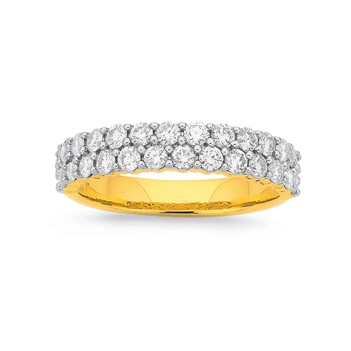 18ct Gold Diamond Two Row Band